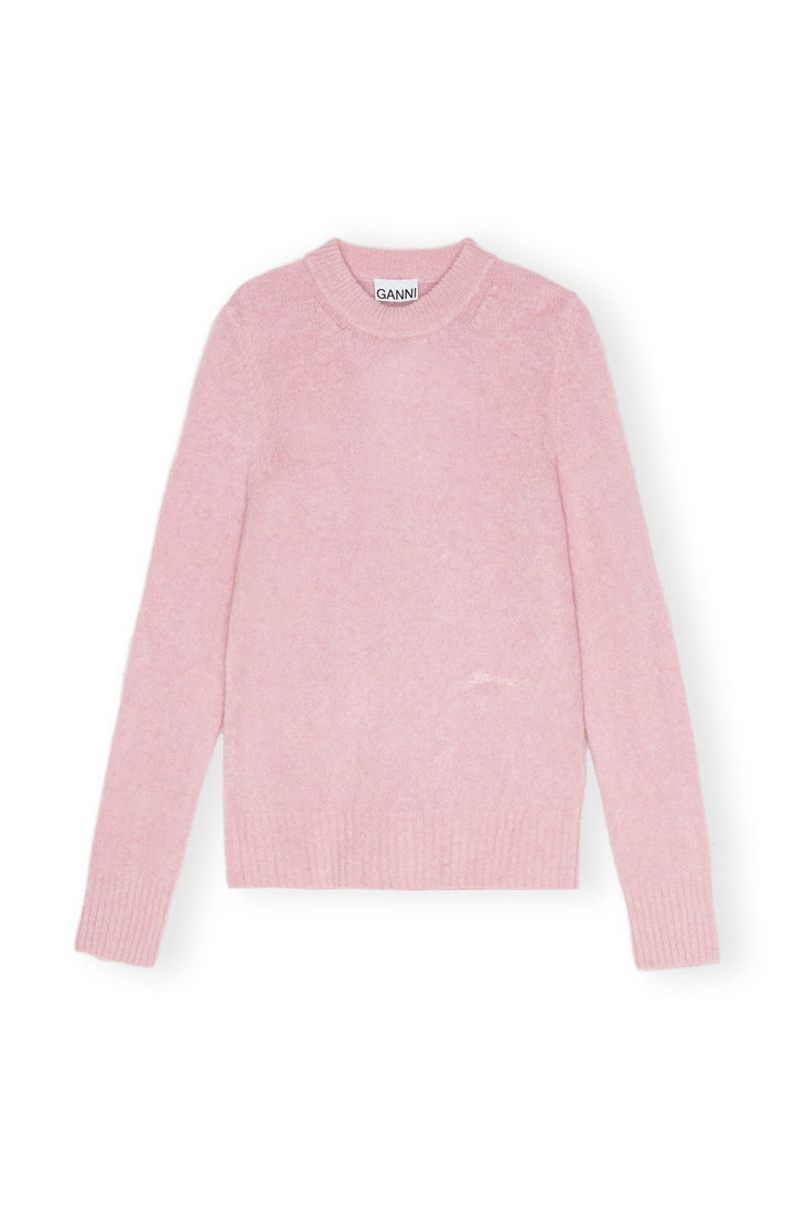 Brushed Alpaca O-neck  Chalk Pink