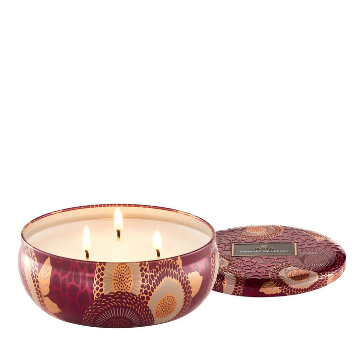 3-WICK TIN CANDLE 40T  Foraged Wildberry