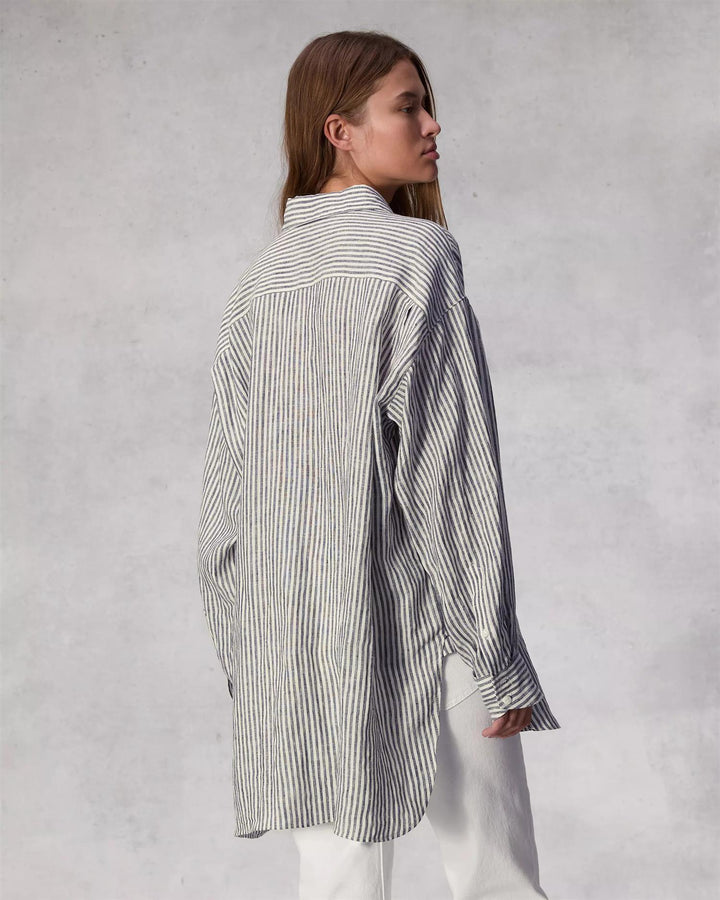 RYAN STRIPE LINEN SHIRT  Beigestripe