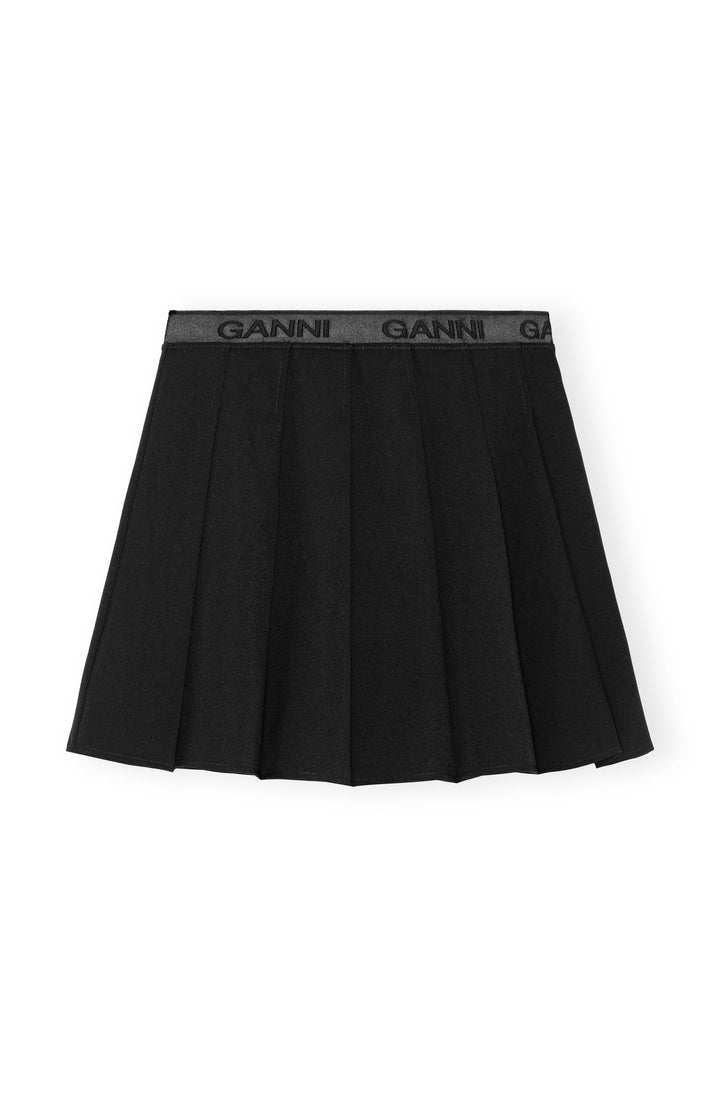 Light Twill Pleated Mini Skirt  Black