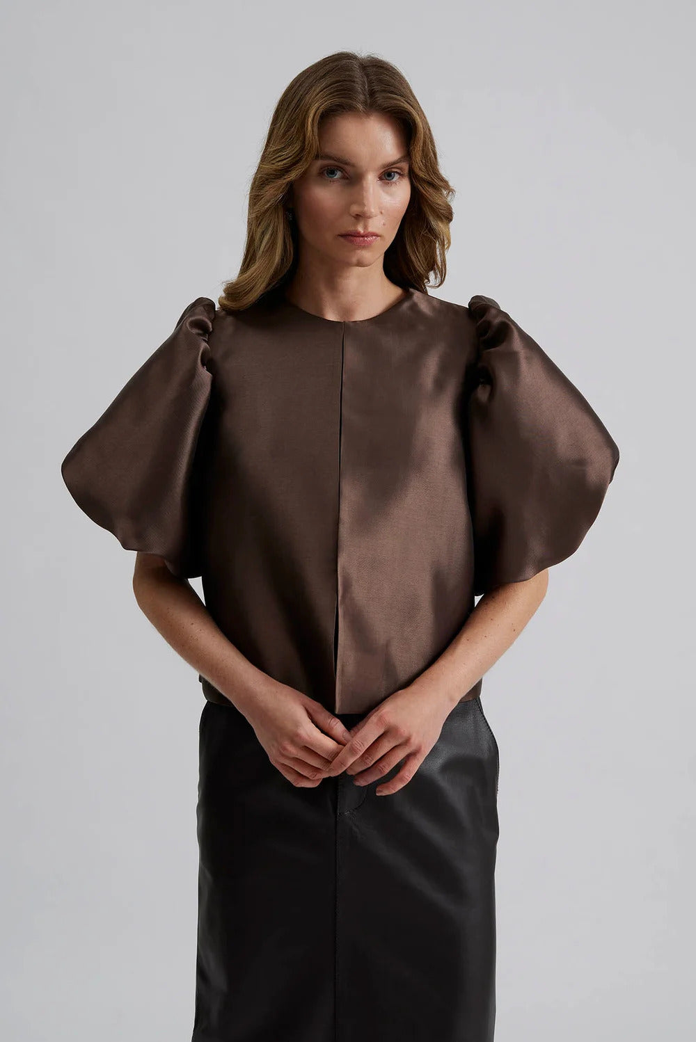 Cleo Pouf Sleeve blouse  Chocolate