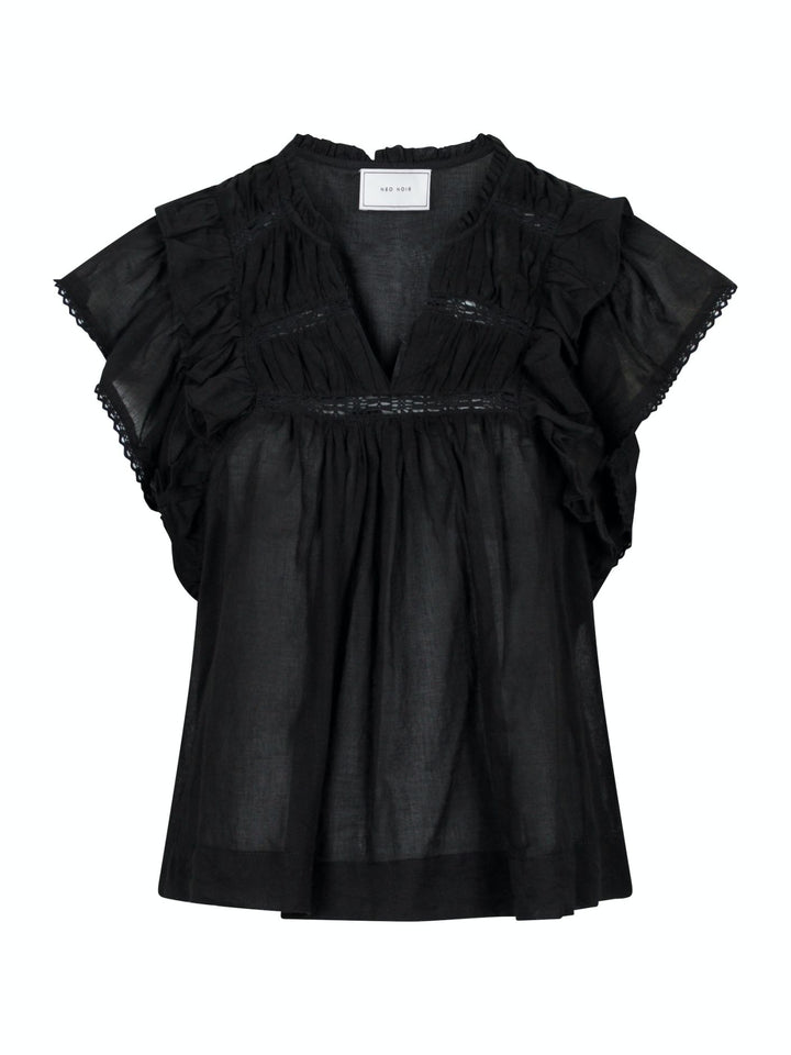 JAYLA S VOILE TOP  100 Black