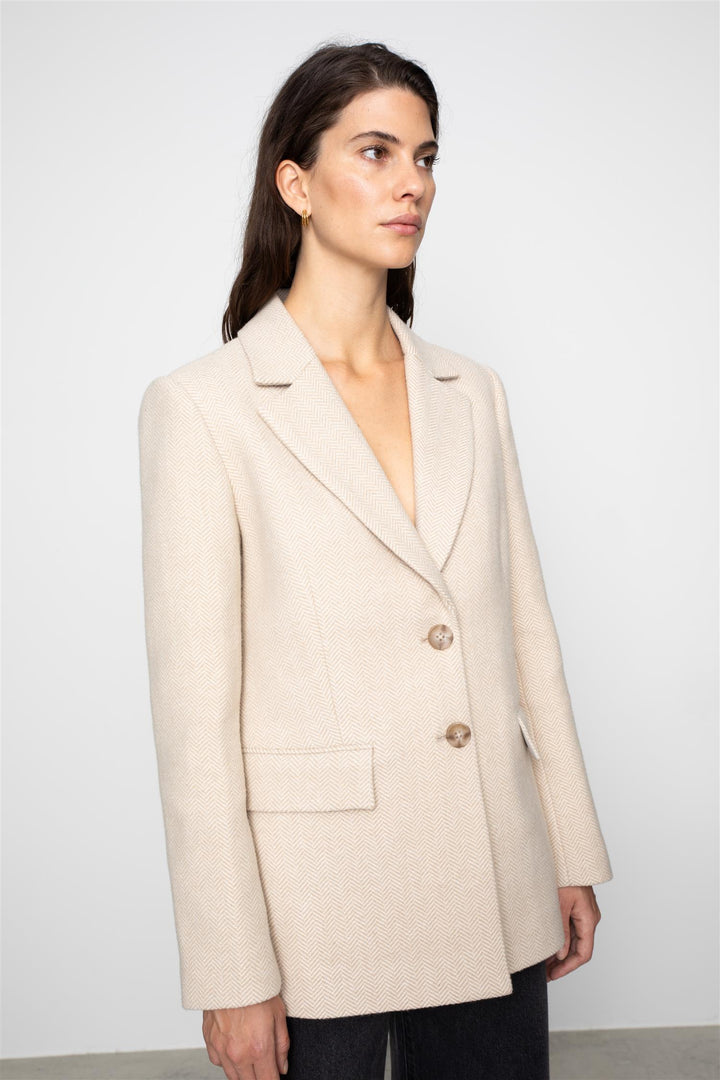 Brooklyn Blazer  Cream Herringbone