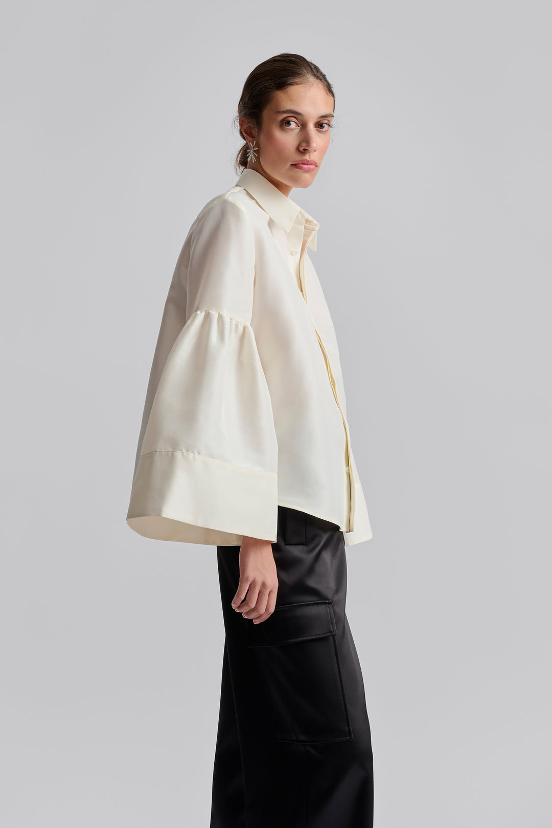 Michaela frill sleeve shirt  Vanilla