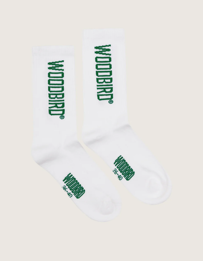 WBTennis Logo Socks 2 Pack  White-Sports Green