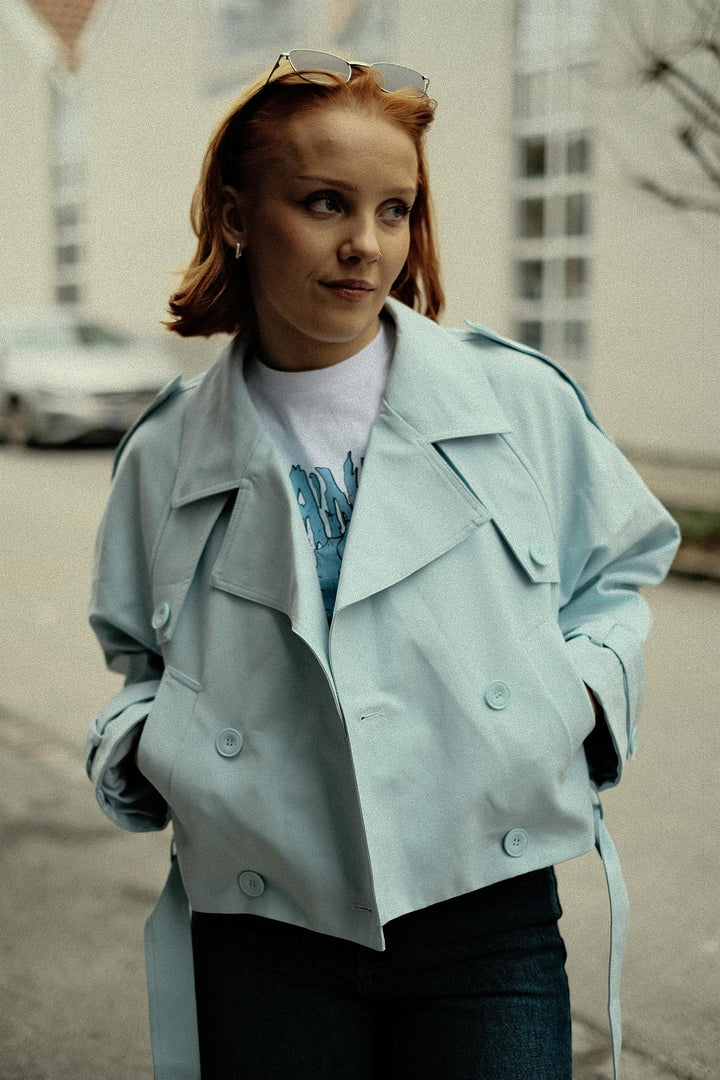 BOBBY CANVAS TRENCH JACKET  Light Blue