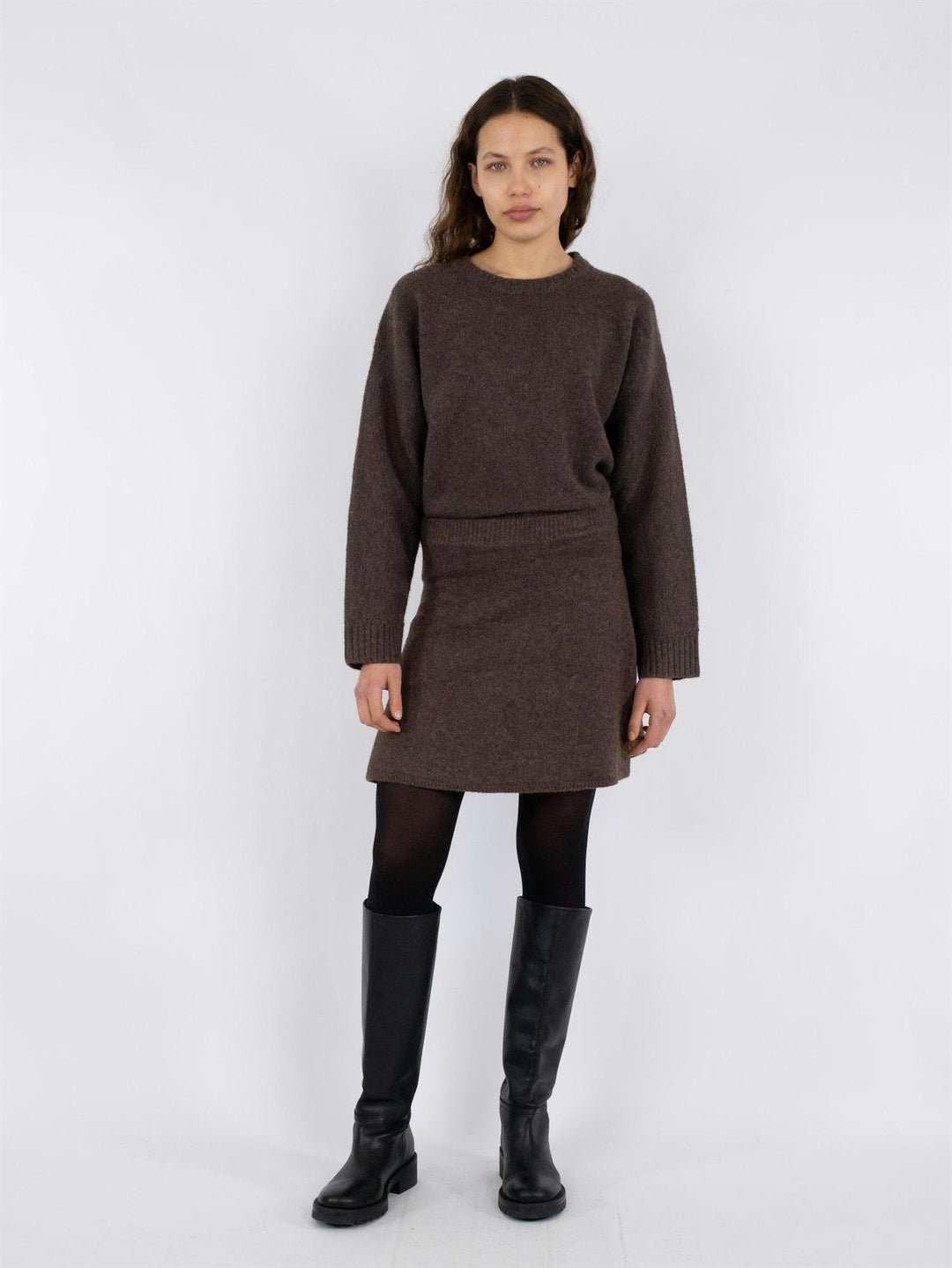 Gisa Knit Skirt  Brown Melange