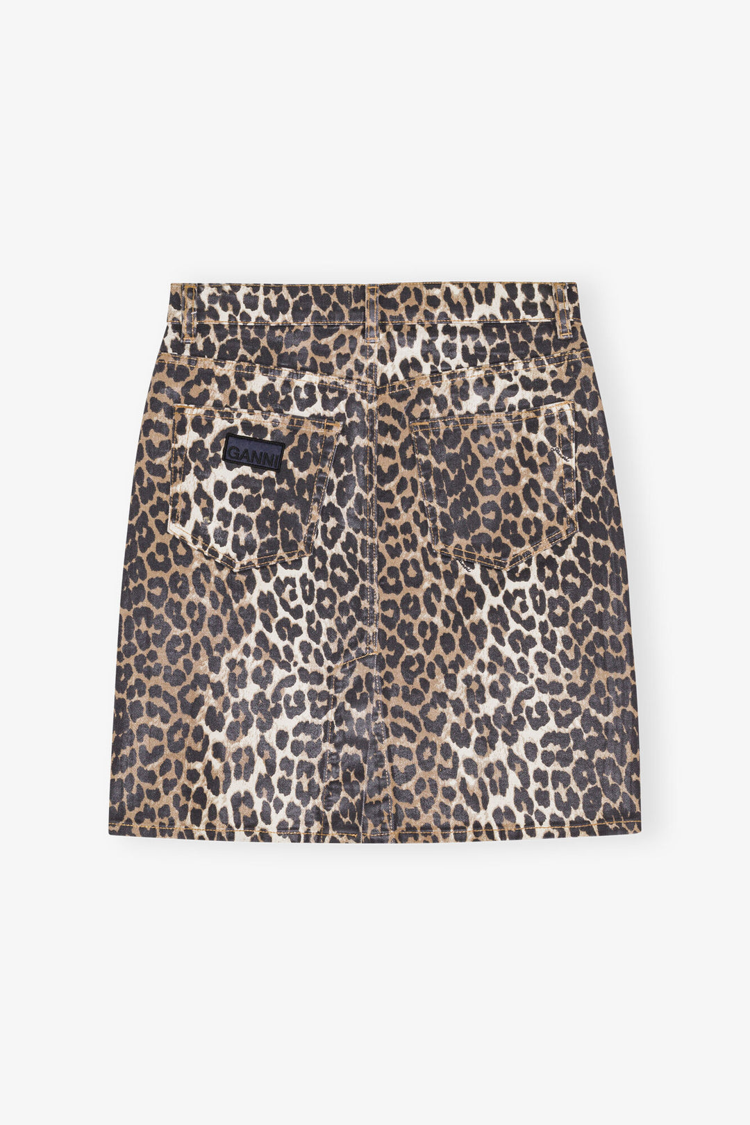 Foil Print Denim Skirt  Leopard