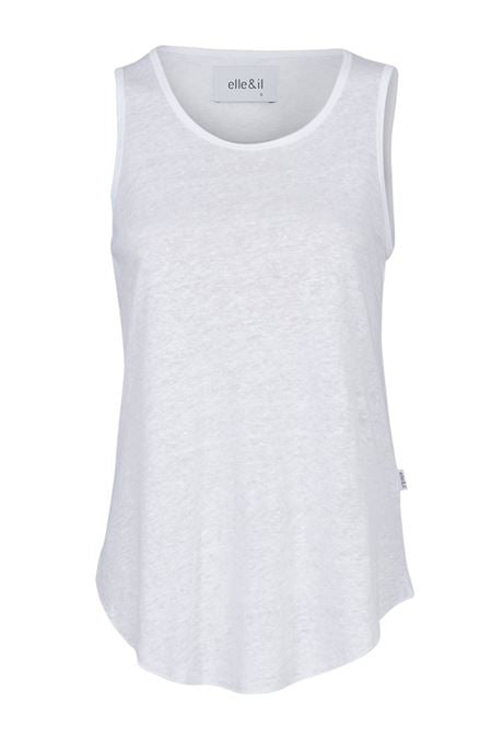 RIKKE LINEN SINGLET  White