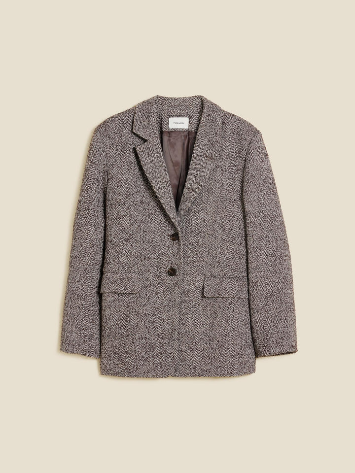 Emi Herrinbone Blazer  Brown Mix