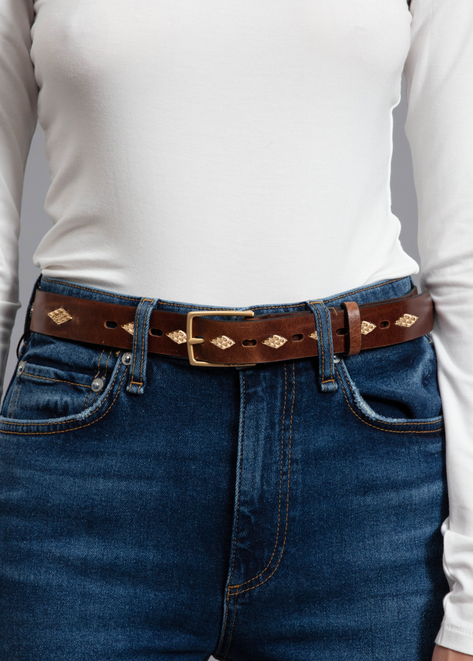 COLIN STUDDED BELT  Brown