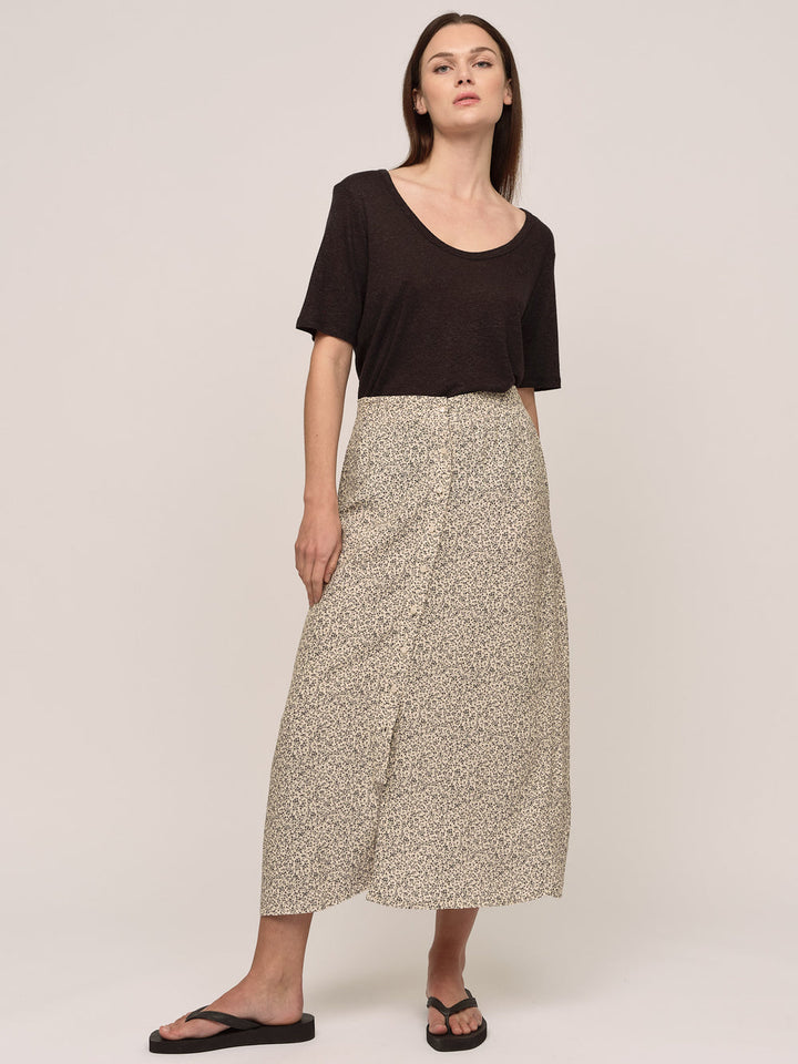 Ellen Midi Skirt  Petite Antrachite Flower