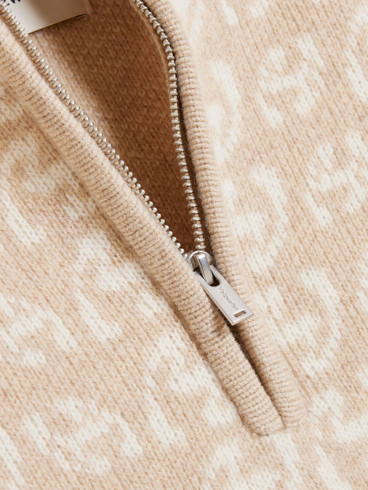 Cass Monogram Half Zip  Beige Mix