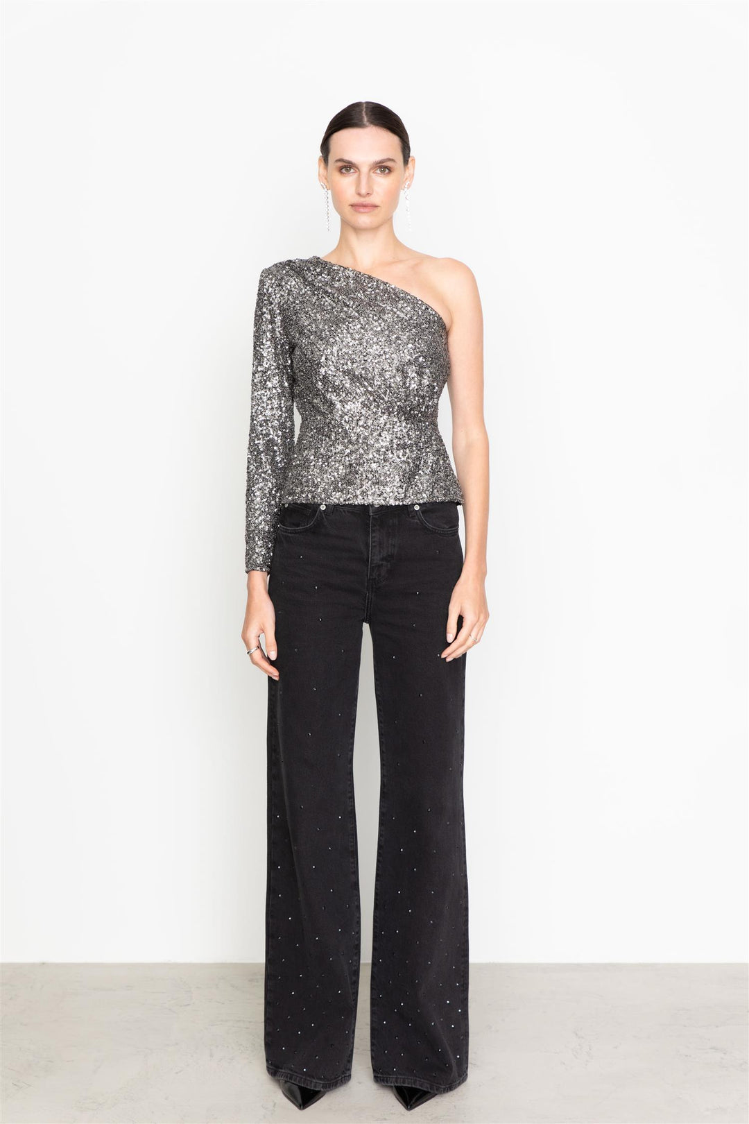 Libra Sequin Top  Silver