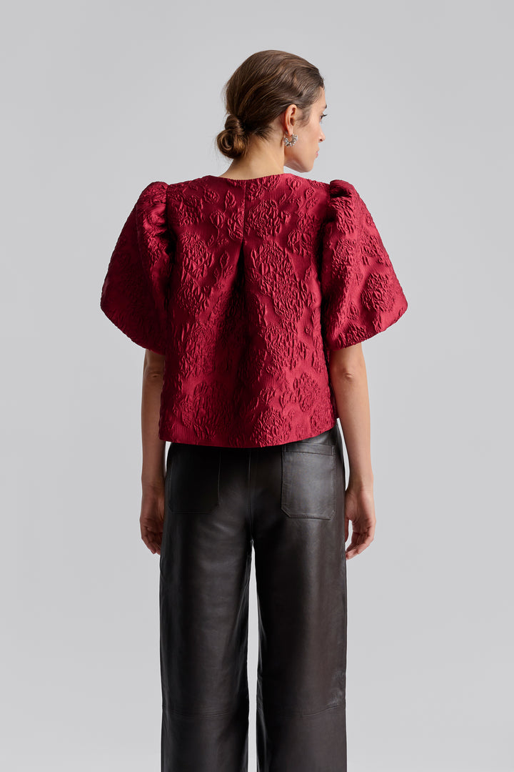 Cleo Pouf Sleeve blouse  Deep Red