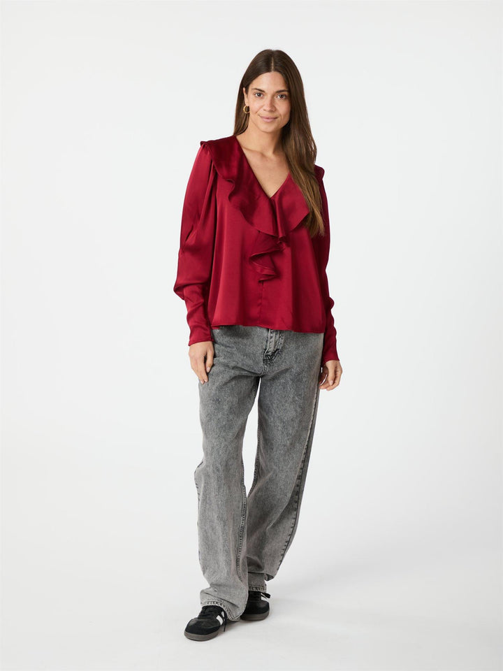 Sandie Sateen Blouse  Wine