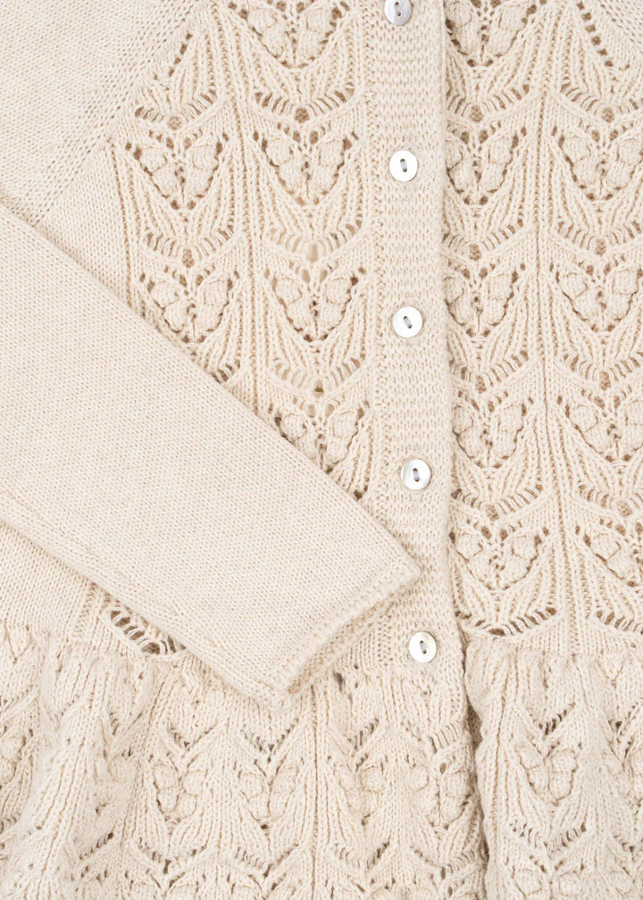 CABBY FRILL CARDIGAN  Off White Melange