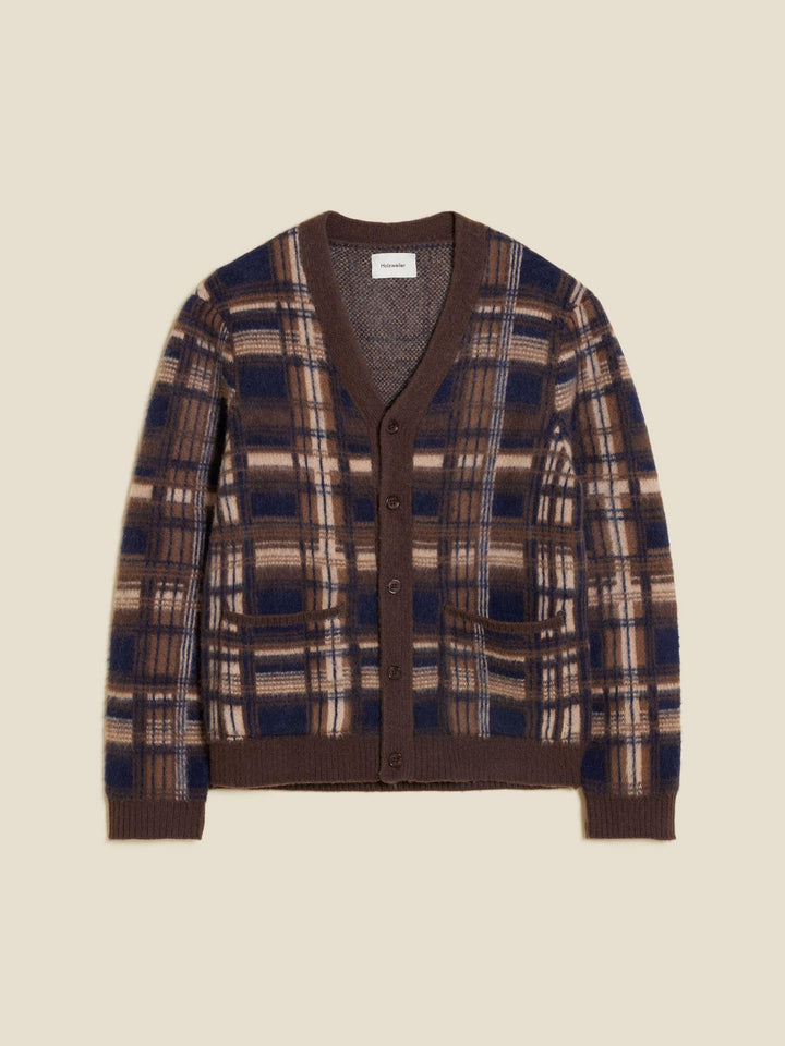 Covert Check Cardigan  Brown Check