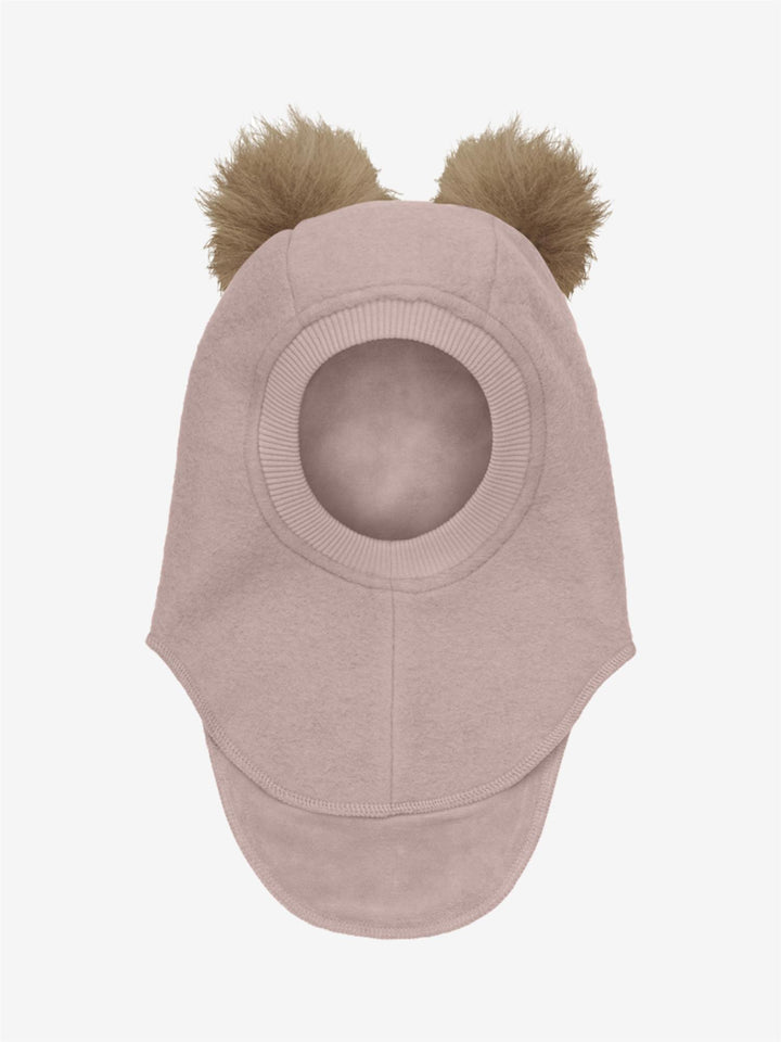 BALACLAVA WOOL ALPACA POMPOMS  Fawn