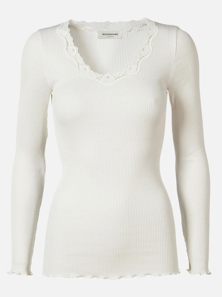 Babette silk t-shirt w/ lace  New White