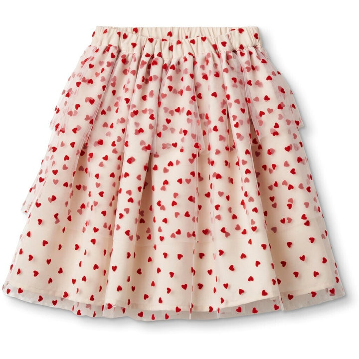 TULLE HEART SKIRT  Sandshell/ Pompeian Red