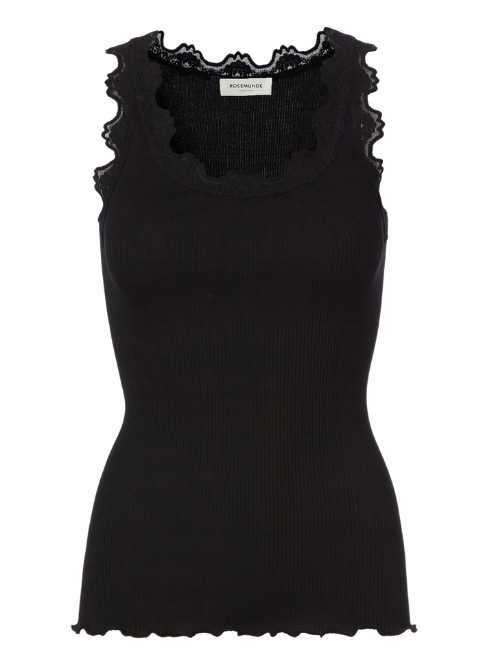 BABETTE silk top w/lace  Black