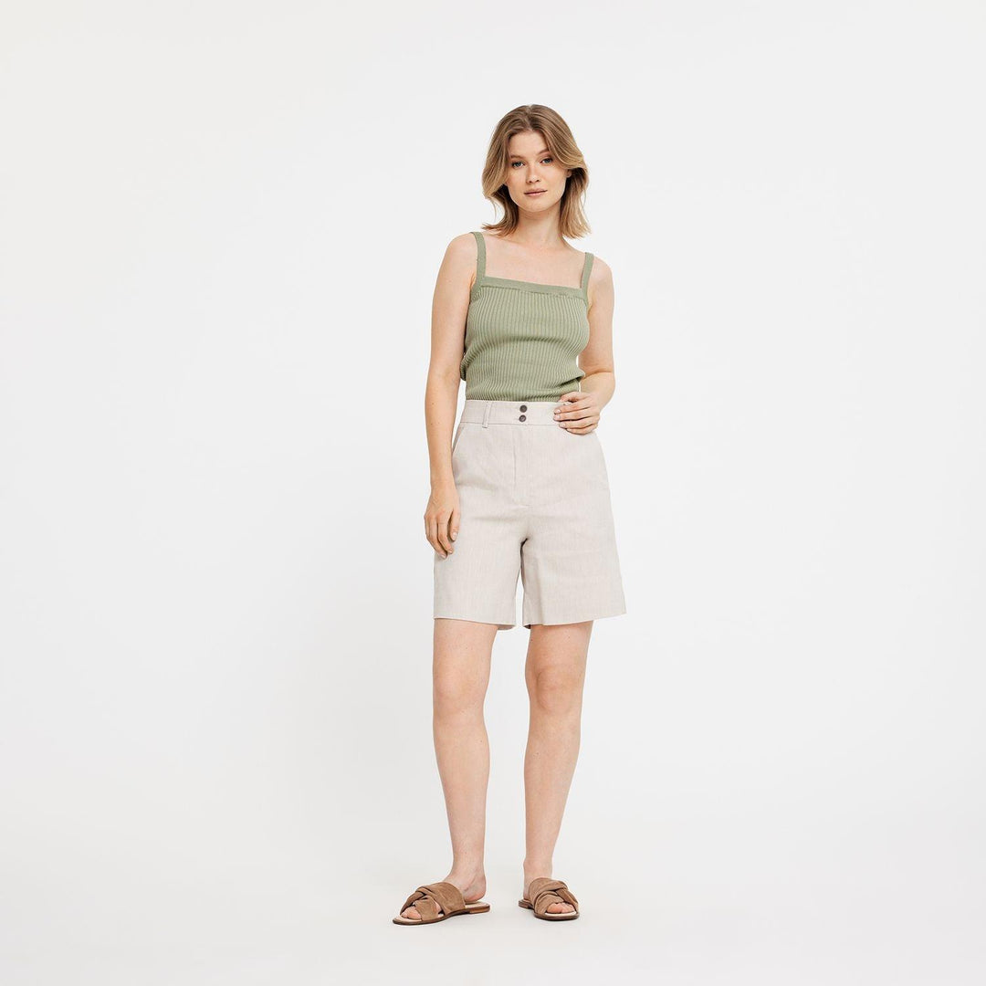 LauraFV Midi Shorts 769  Sand Linen