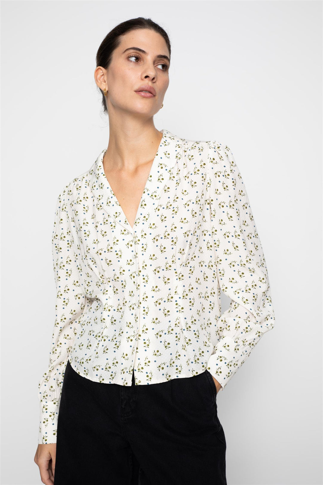 Ylva Blouse  Olive Thyme Print