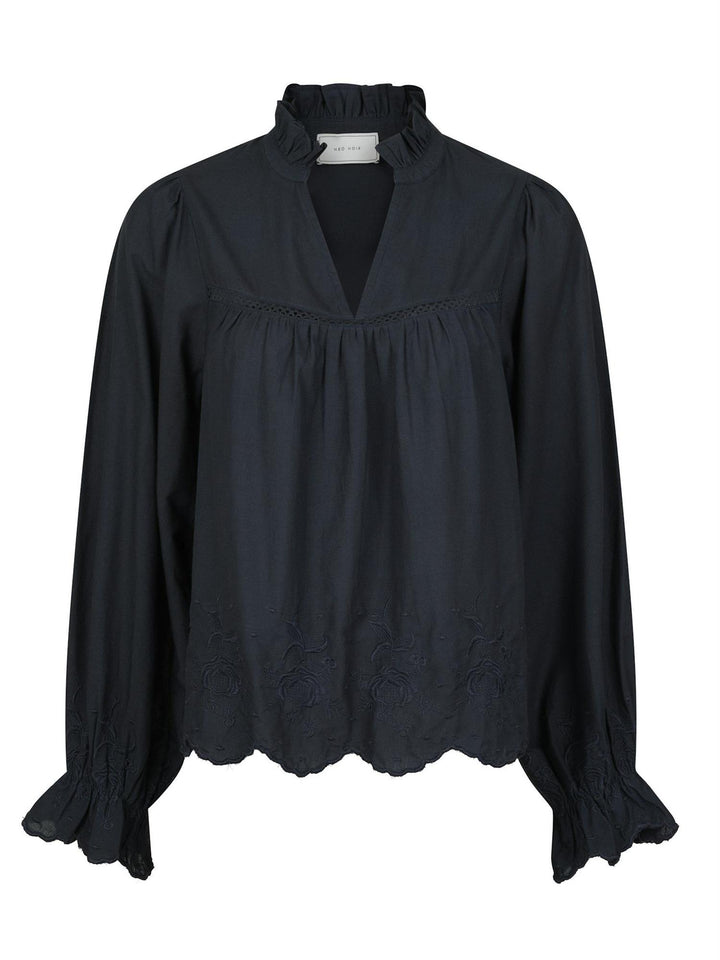 Heline Emb Blouse  Navy