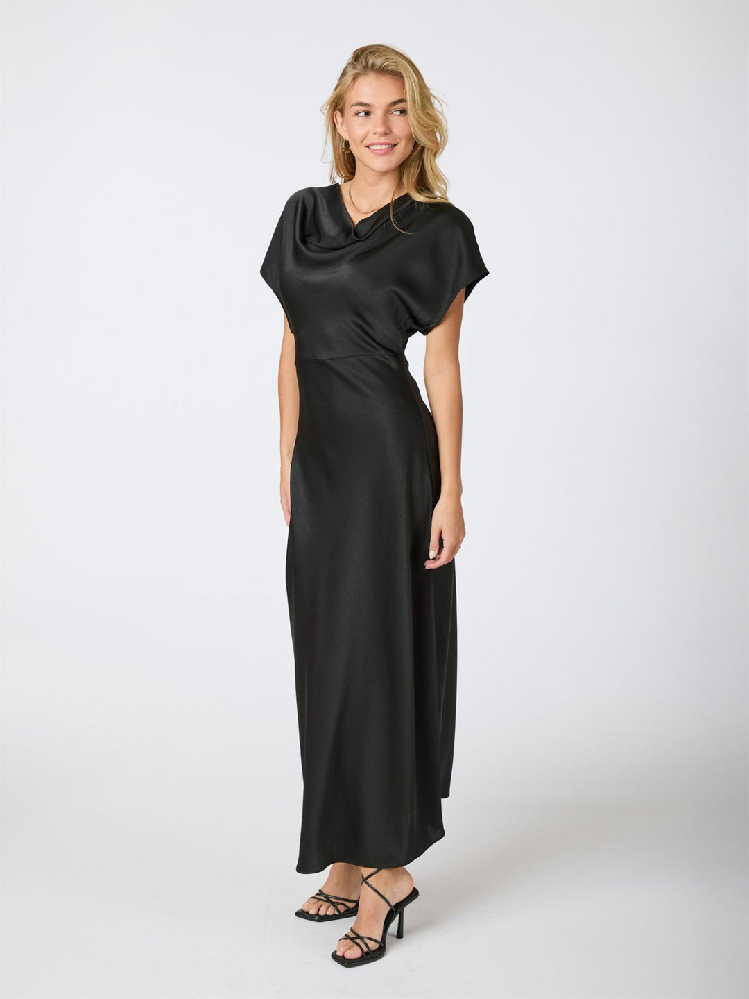 Andrea Heavy Sateen Dress  Black