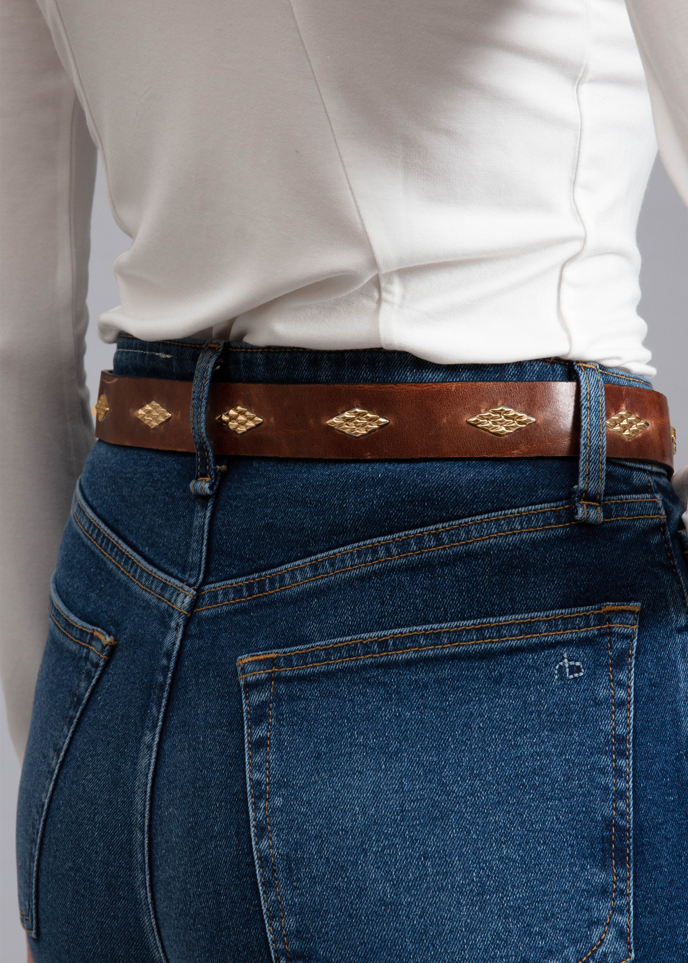 COLIN STUDDED BELT  Brown