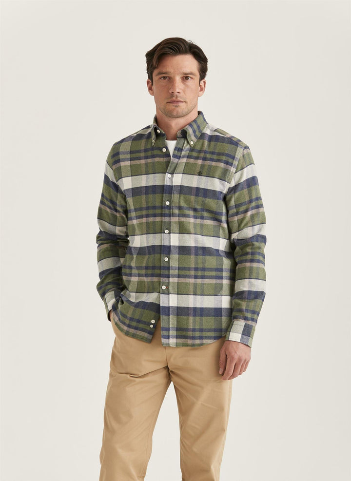 Big Check Flannel Shirt-Classic Fit  Olive