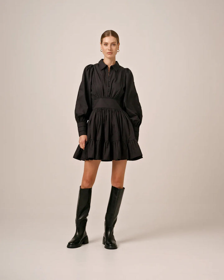 POPLIN MINI DRESS  Black