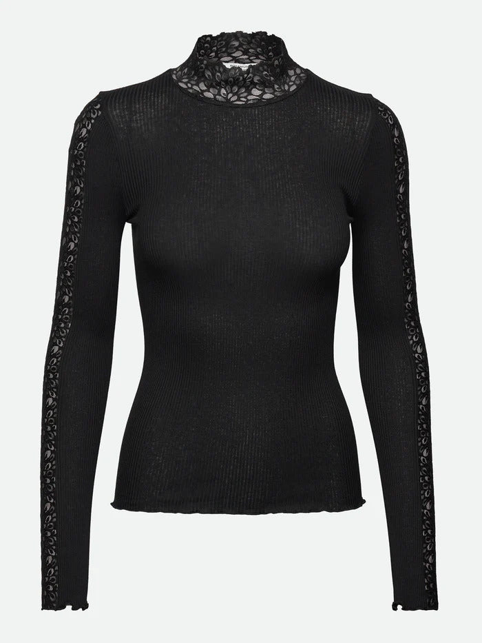 Beatha long sleeve t-shirt w/ lace  Black