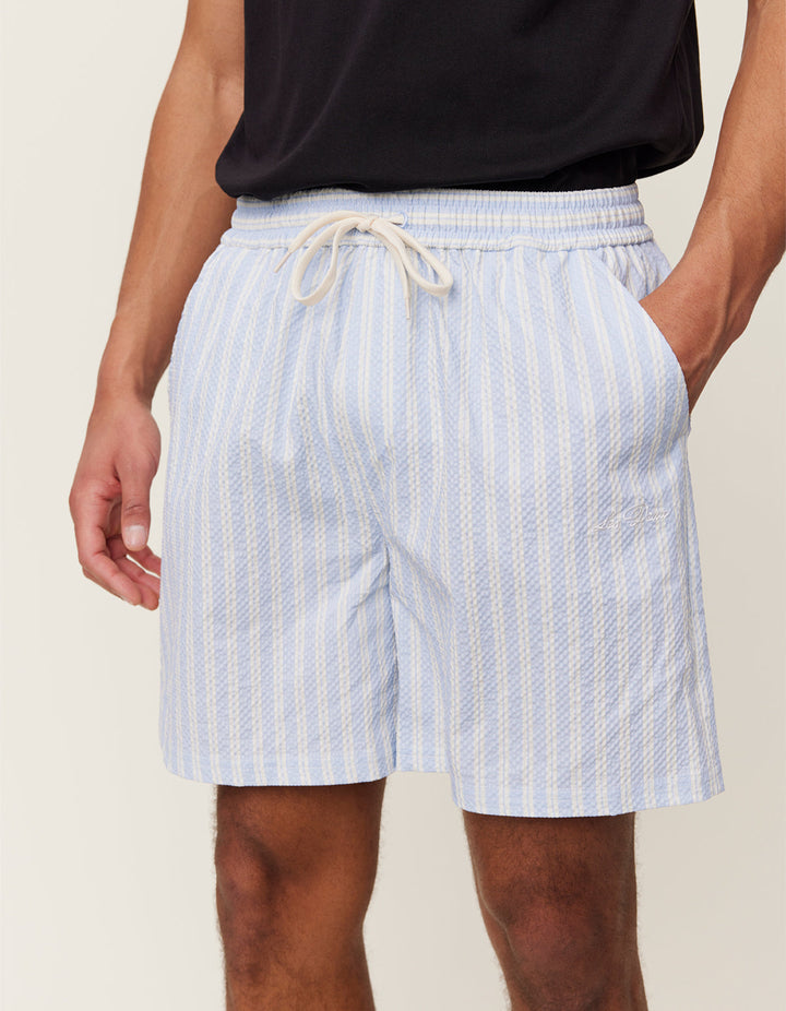 Stan Stripe Seersucker Swim Shorts  Summer Sky/Light Ivory