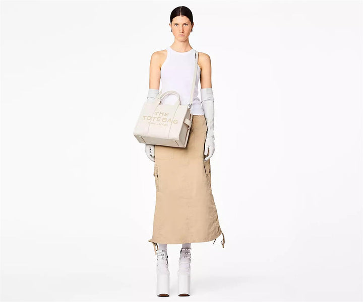 THE MEDIUM TOTE LEATHER  Cotton Silver