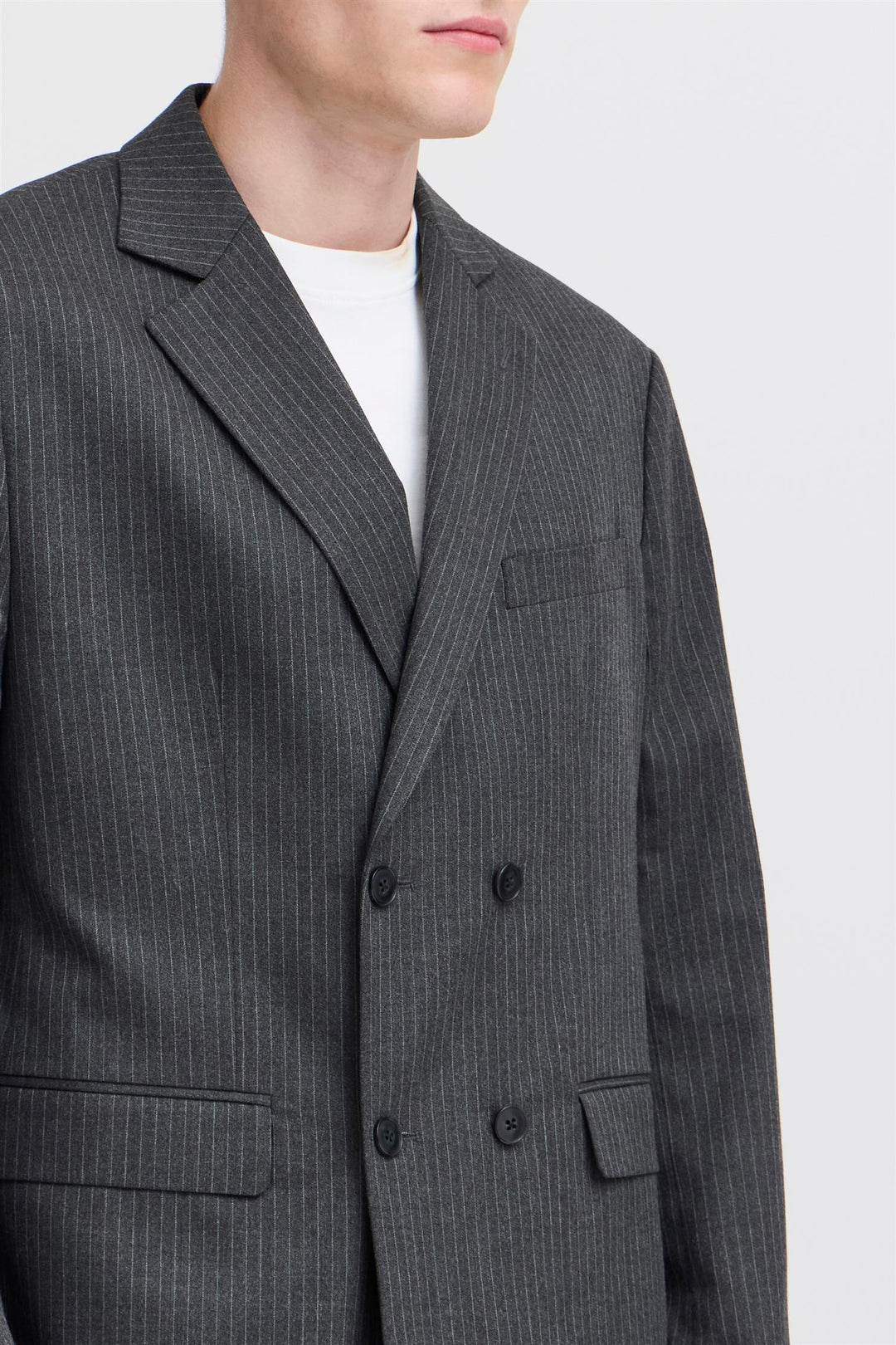 BRUCE pinstriped relaxed blazer  Dark Grey Melange