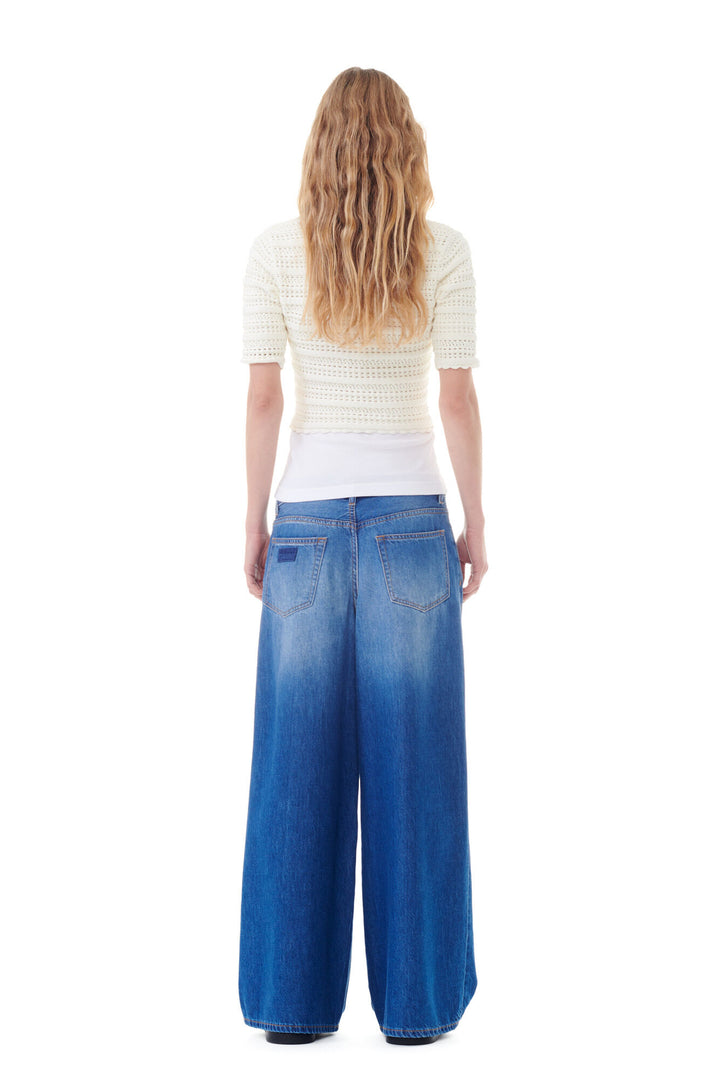 Light Denim Wide Jeans  Mid Blue Vintage