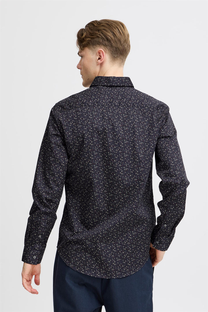 ANTON LS floral AOP shirt  Dark Navy