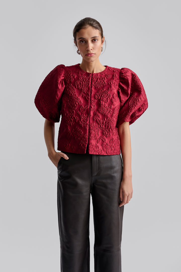 Cleo Pouf Sleeve blouse  Deep Red