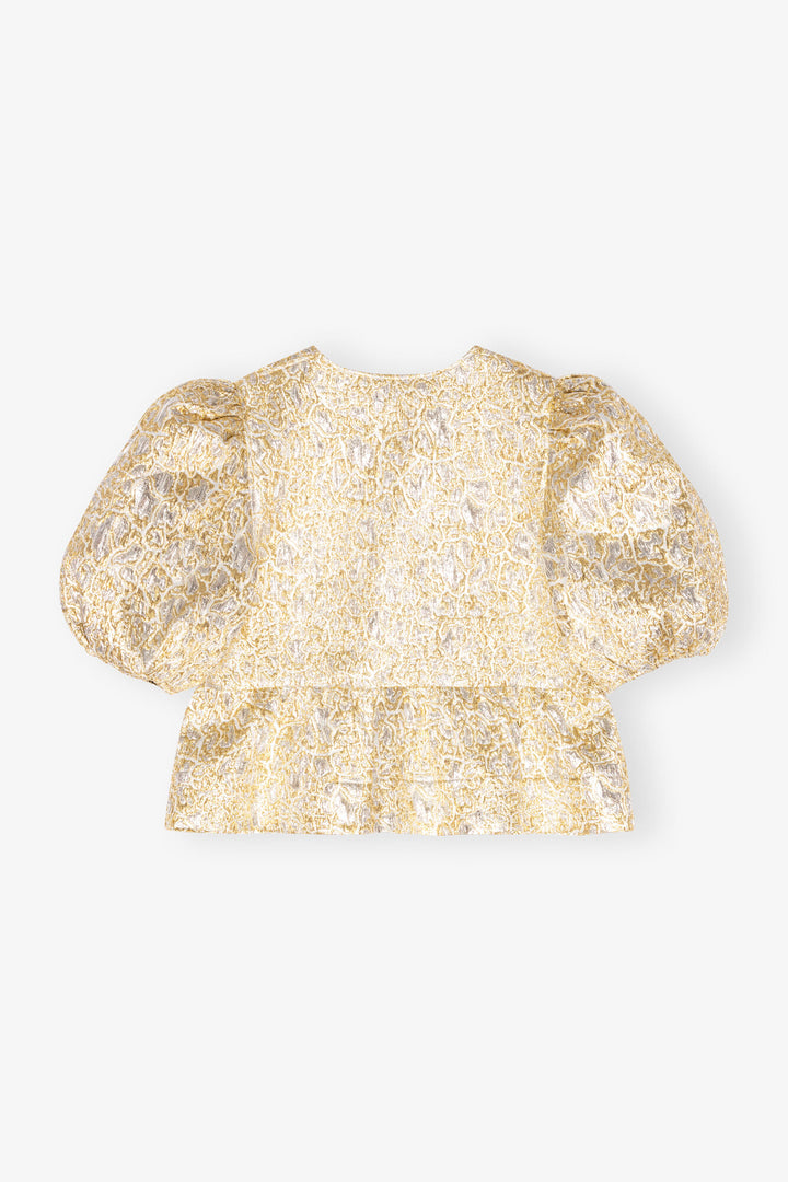 Metallic Cloque Peplum Blouse  Gold/Silver