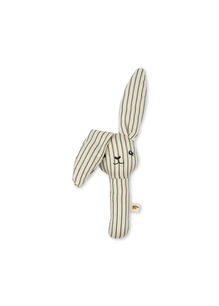 BUNNY HAND RATTLE  Tea Stripe