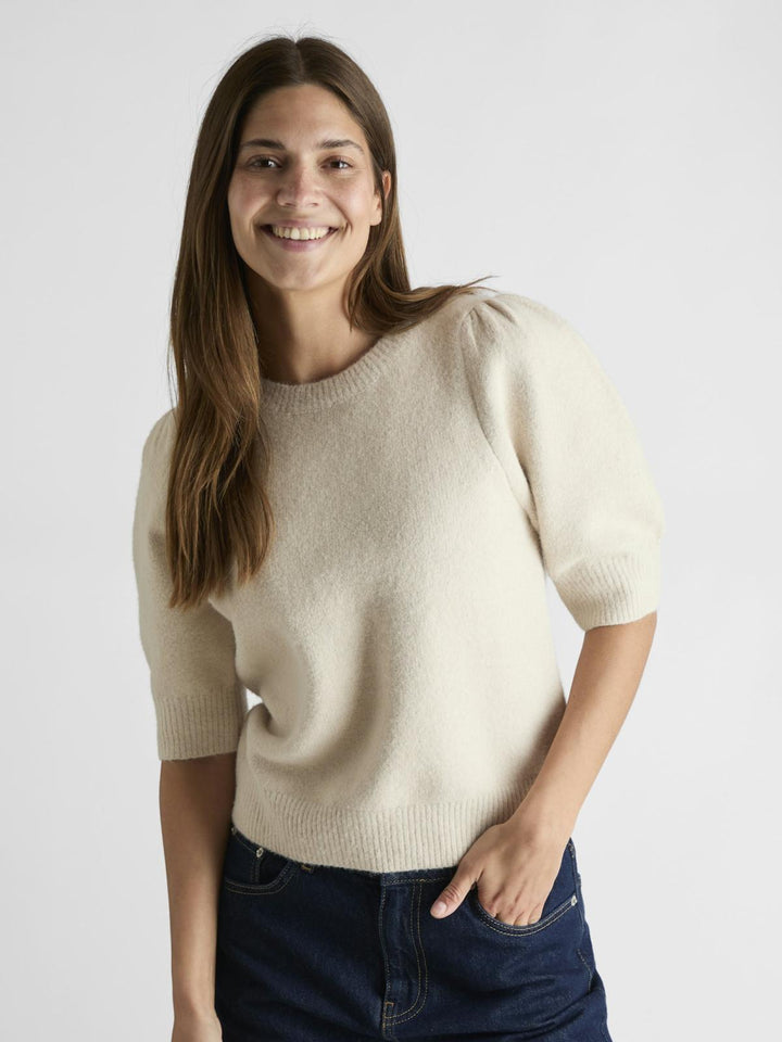 Martha Bow Knit Tee  Ivory