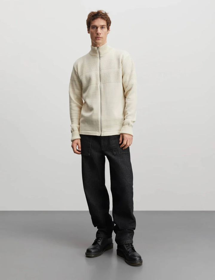 Wool Klemens Zip Knit  Vanilla Ice