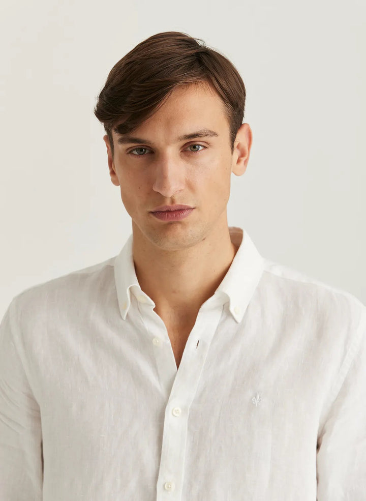 Douglas BD Linen Shirt LS  White