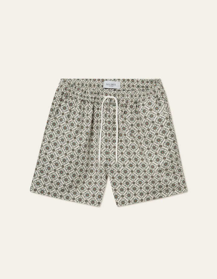 Tapestry Shorts  Ivory/Light Jade Green