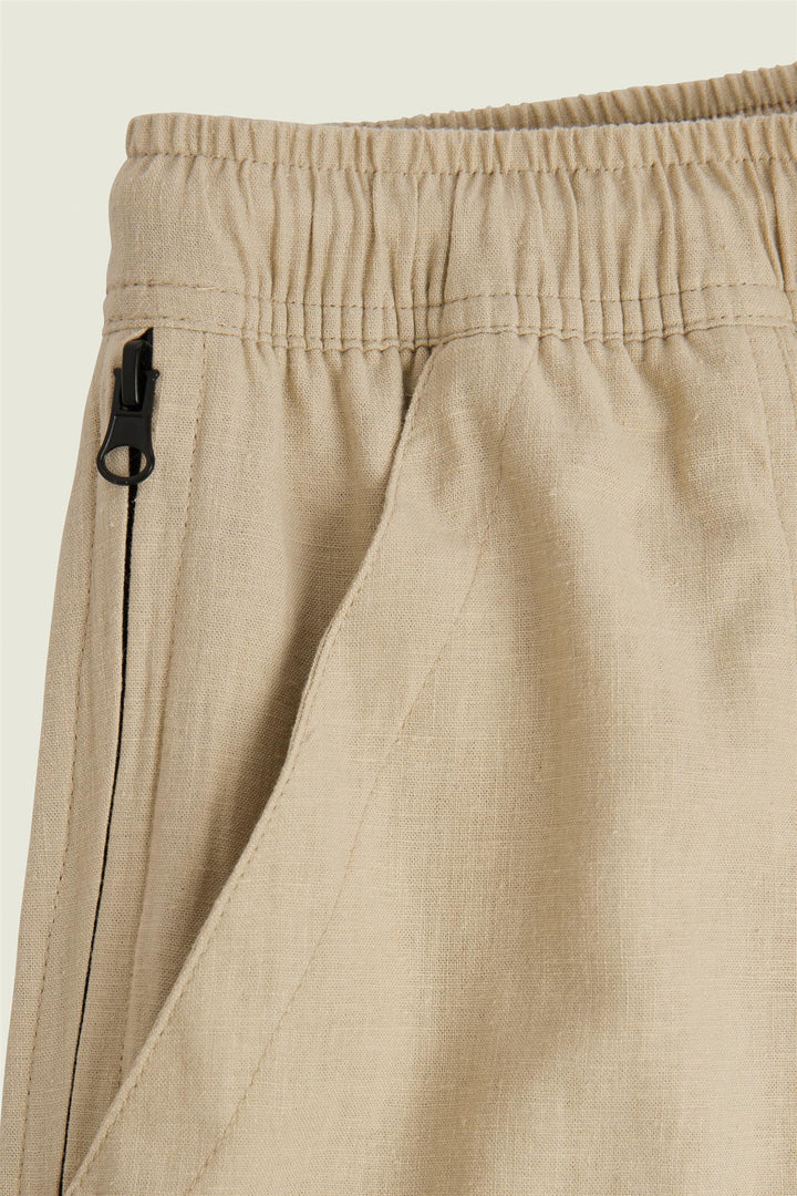 CARGO LINEN PANTS  Beige