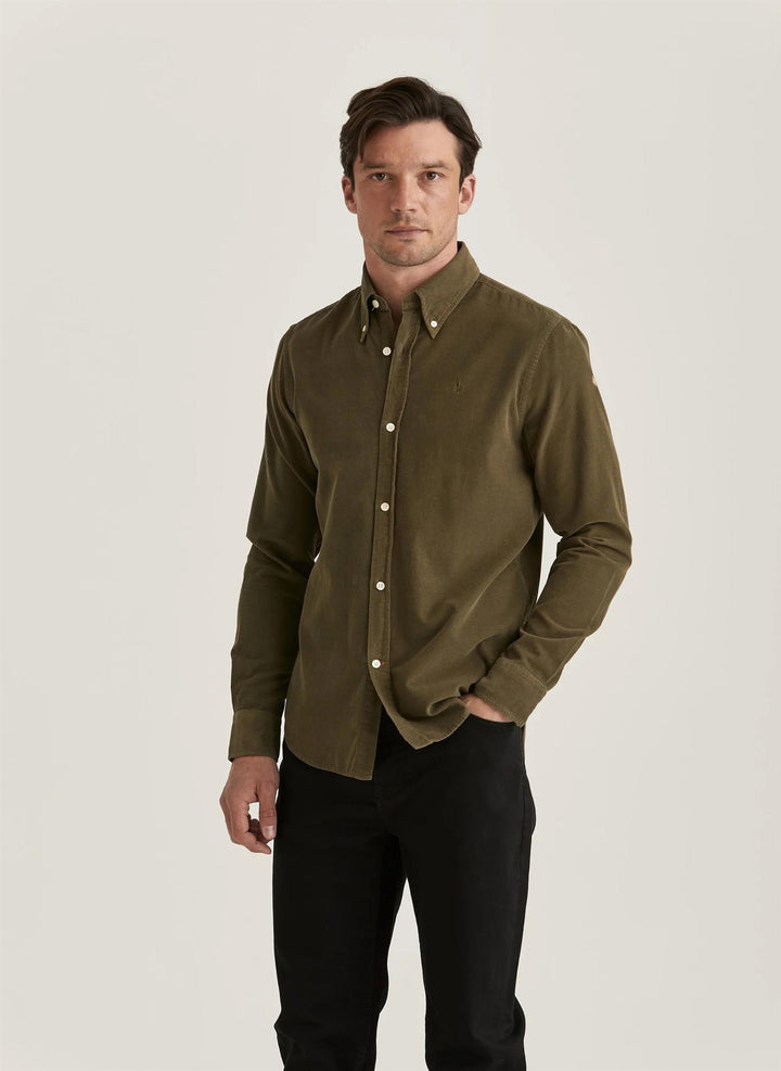 Douglas Cord Shirt-Slim Fit  Olive