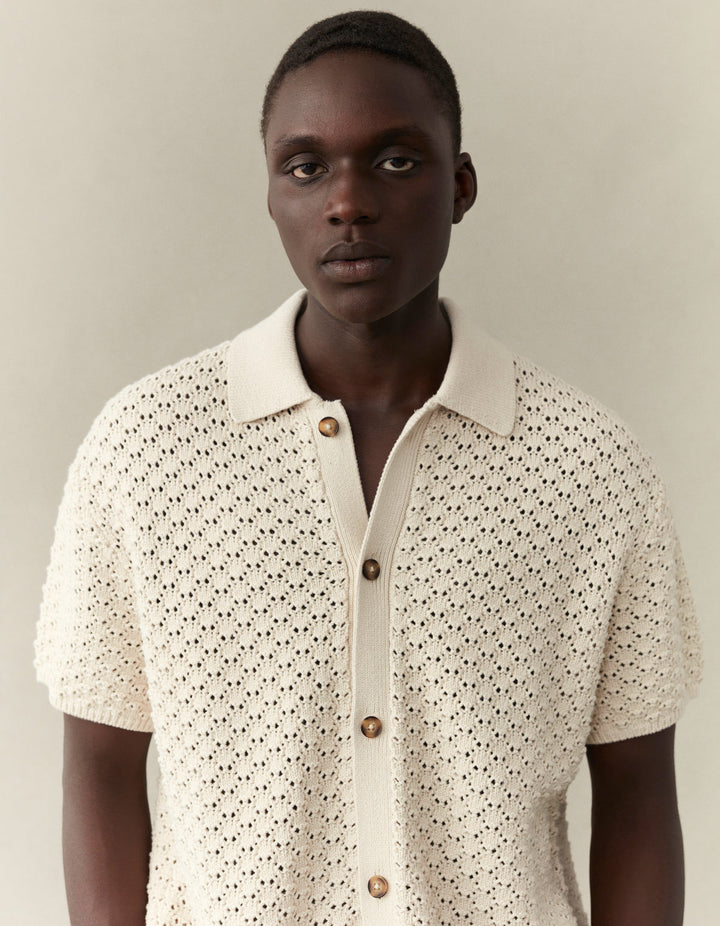 Gideon Knit Shirt  Ivory