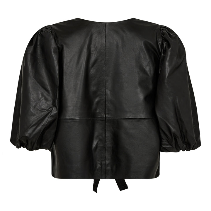 PhoebeCC LEATHER BOW BLOUSE  Black